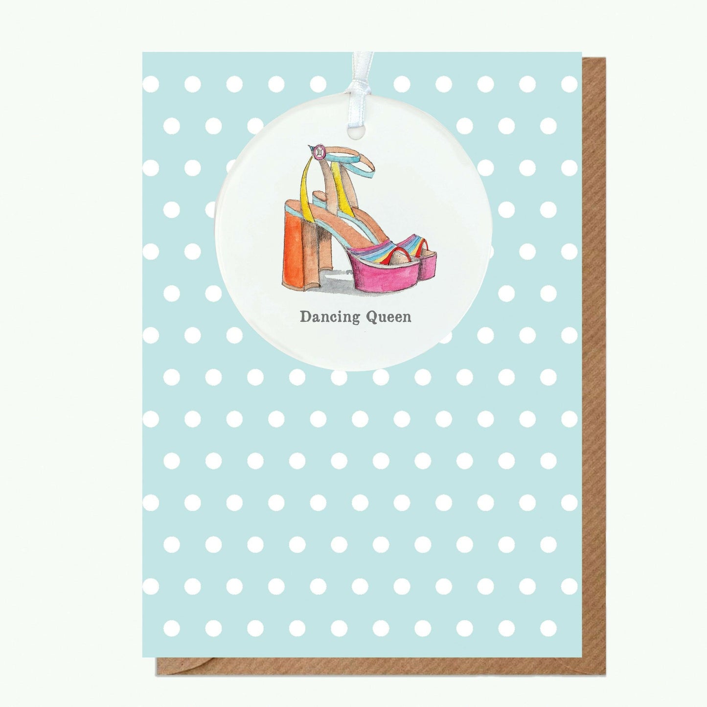 Ceramic Keepsake Hanging Decoration - A6 Greeting Card with Ceramic Keepsake - Dancing Queen - Crumble and Core