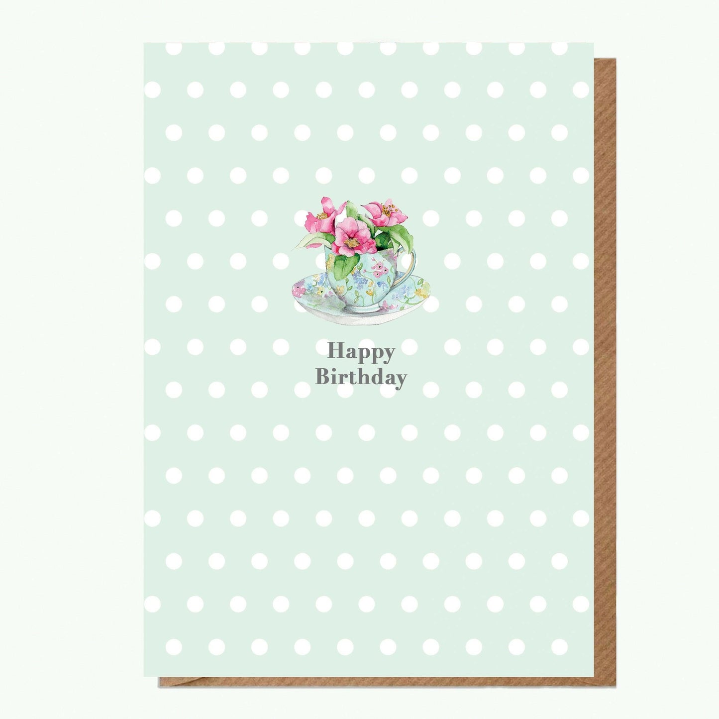 Ceramic Keepsake Hanging Decoration - A6 Birthday Greeting Card with Ceramic Keepsake - Flowers & Tea Cup Happy Birthday - Crumble and Core