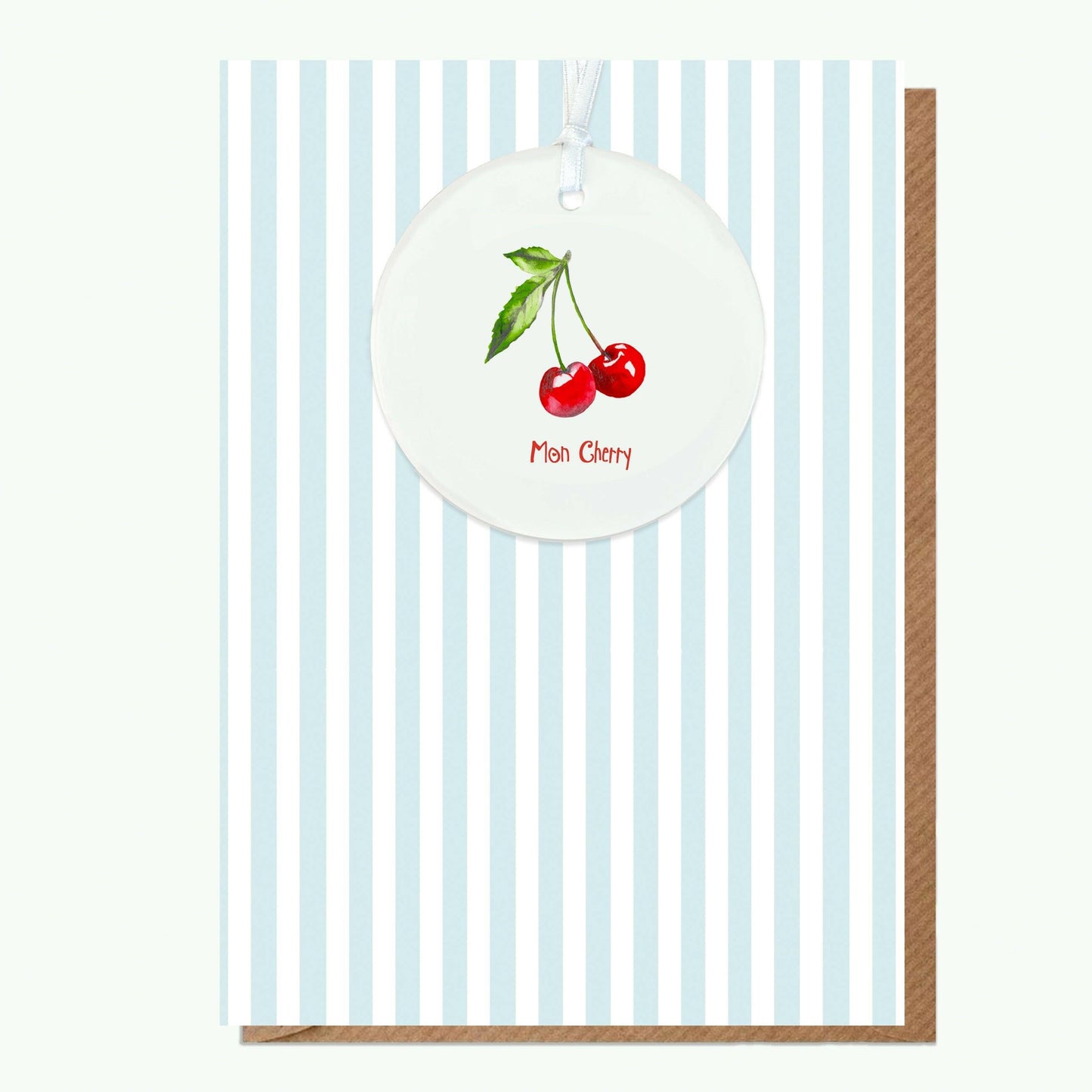 Mon Cherry A6 Greeting Card with matching Ceramic Keepsake - Perfect for Special Loved ones and Friends - Crumble and Core
