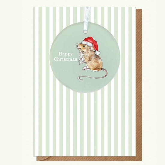 A6 Christmas Mouse Greeting Card with Ceramic Keepsake - Perfect for the Holidays - Crumble and Core