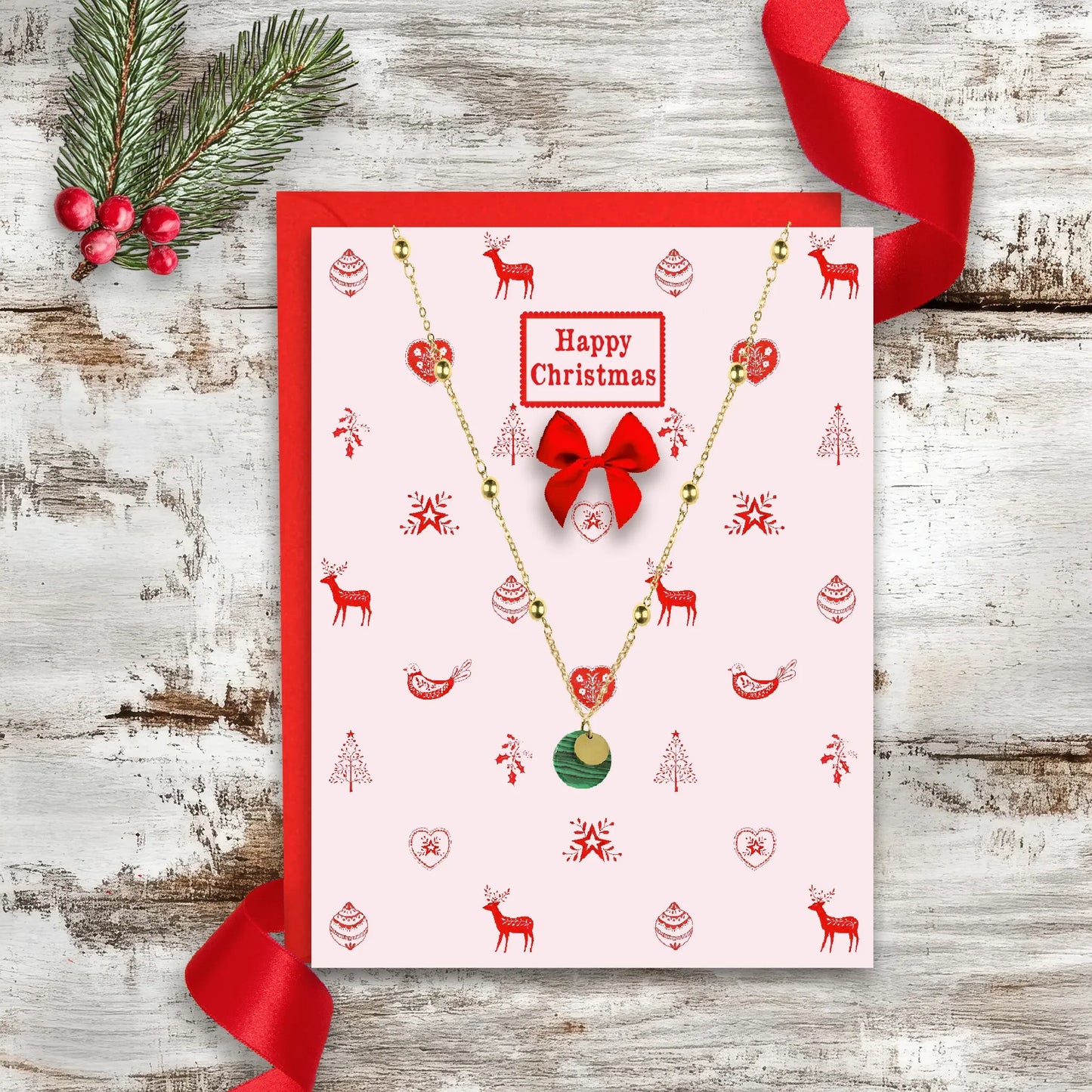 Christmas Pendant Necklace Card - Crumble and Core