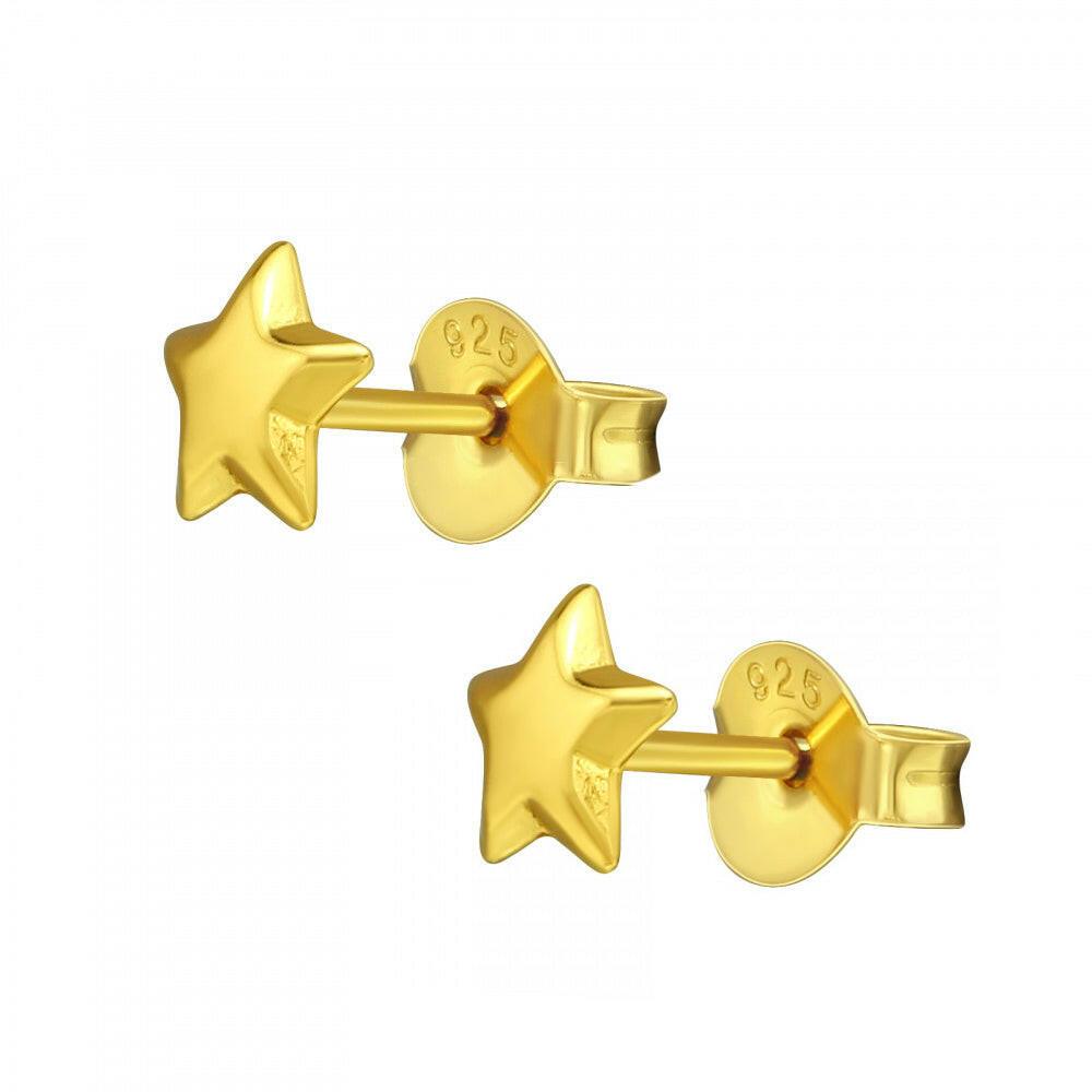 24K Gold Plated Earrings – Celestial Star Studs in Sterling Silver Design - Crumble and Core