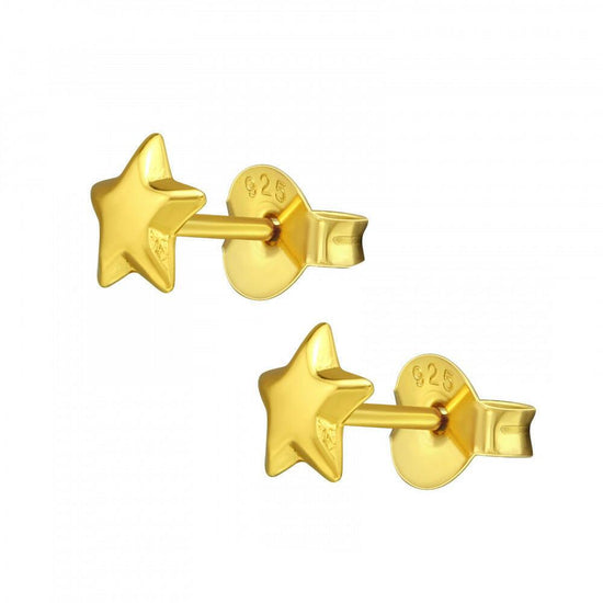 24K Gold Plated Earrings – Celestial Star Studs in Sterling Silver Design - Crumble and Core