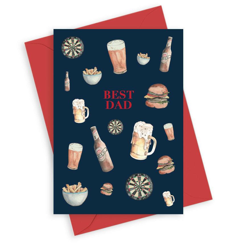 Navy Collection A6 Foiled Greeting Card for Dad - Down The Pub Design - Mens Card - Crumble and Core