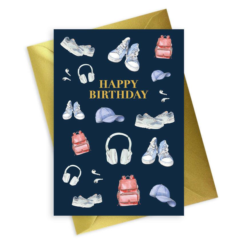 Navy A6 Foiled Happy Birthday Card for Men - Teen Collection - Crumble and Core