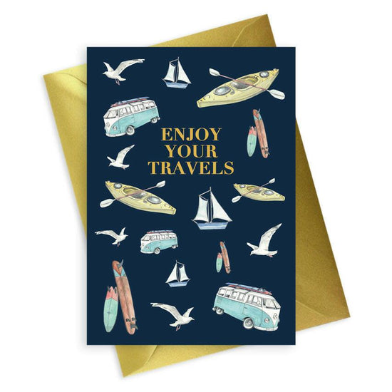 Seaside Themed Travel Good Luck Card - Navy Mens A6 Foiled Greeting Card Collection - Crumble and Core