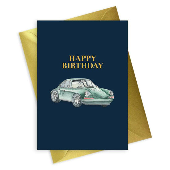 Navy Mens Collection A6 Foiled Porsche Happy Birthday Greeting Card - Crumble and Core