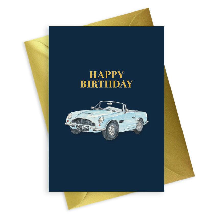Navy Collection Aston Martin Happy Birthday Foiled Greeting Card for Men A6 Size - Crumble and Core