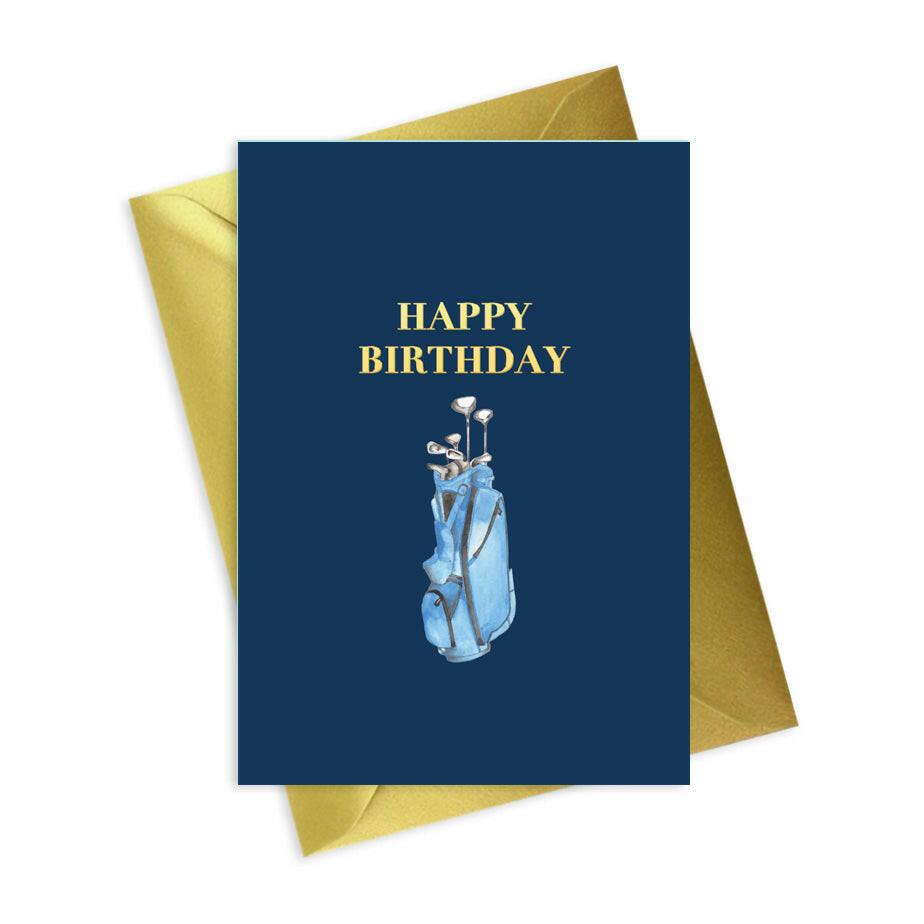 Mens Navy A6 Foiled Greeting Card Golf Happy Birthday - Perfect for Any Golf Lover - Crumble and Core