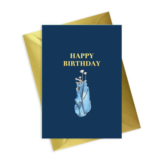 Mens Navy A6 Foiled Greeting Card Golf Happy Birthday - Perfect for Any Golf Lover - Crumble and Core