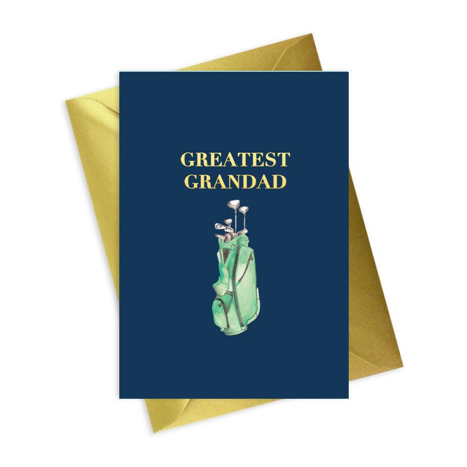 Navy Mens Foiled Greeting Card - Golf Loving Grandad - A6 size - Crumble and Core