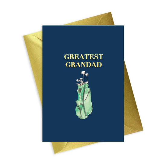 Navy Mens Foiled Greeting Card - Golf Loving Grandad - A6 size - Crumble and Core