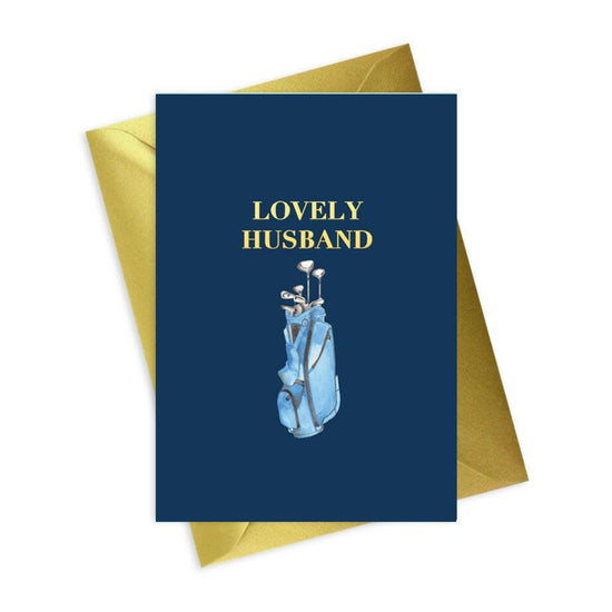 Navy Collection for Men A6 Foiled Golf Greeting Card for Lovely Husband - Crumble and Core