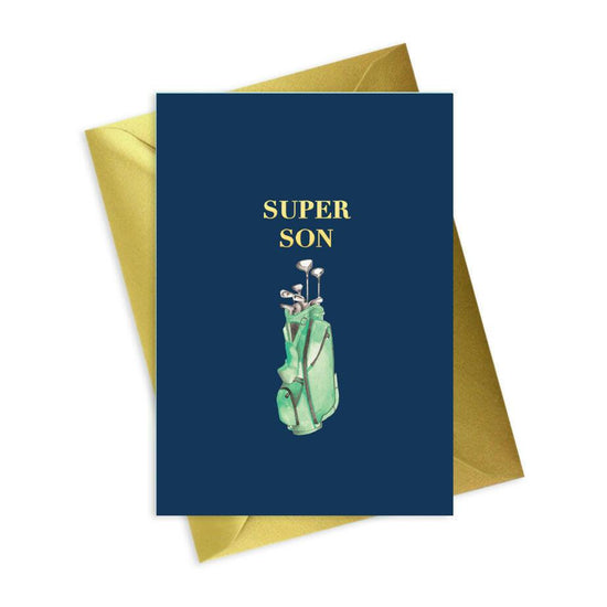 Exclusive Navy Collection A6 Foiled Greeting Card - Perfect for Golf Enthusiast Sons - Crumble and Core