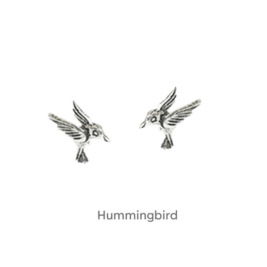 Sterling Silver Hummingbird Stud Earrings in a Gift Box - Crumble and Core