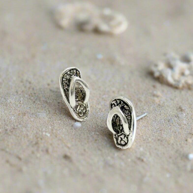 Silver Stud Earrings – Lightweight Flip Flop Design | Hypoallergenic Nickel Free - Crumble and Core