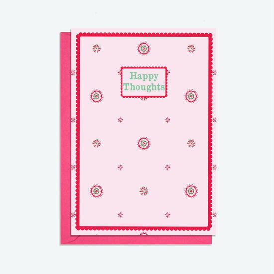 Gold Beaded Pendant Necklace and Happy Thoughts Card Gift Set - Crumble and Core