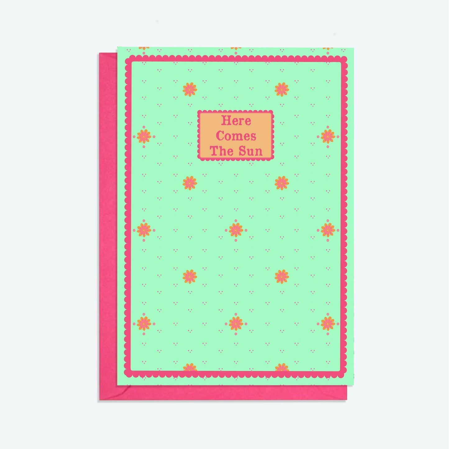 Gold and Stone Sun Pendant Necklace and Here Comes the Sun Card Gift Set - Crumble and Core