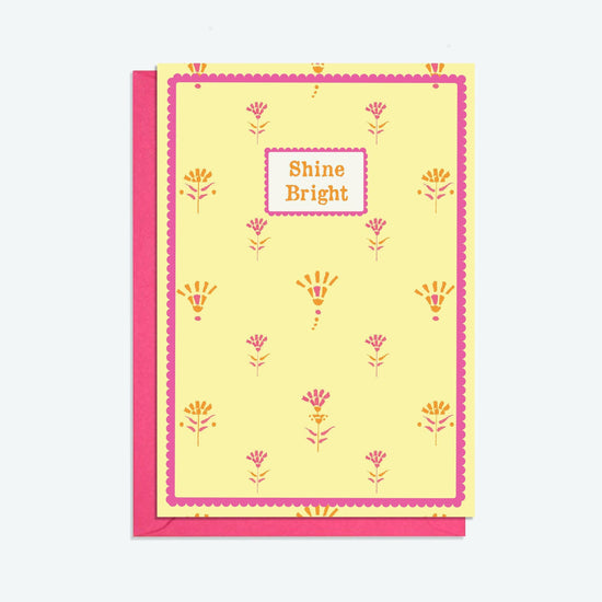 Gold and Stone Sun Pendant Necklace and Shine Bright Card Gift Set - Crumble and Core