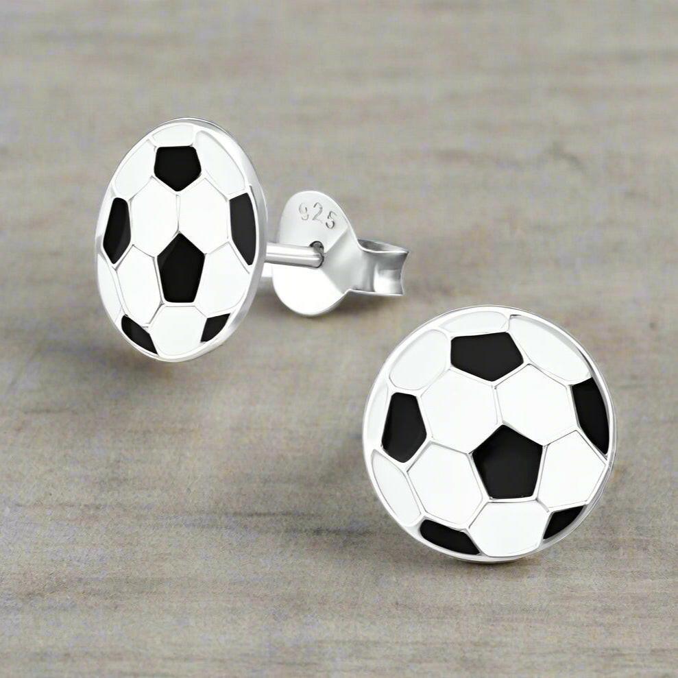Silver Stud Earrings – Handcrafted Football Sterling Silver Studs | Hypoallergenic Lightweight Design - Crumble and Core