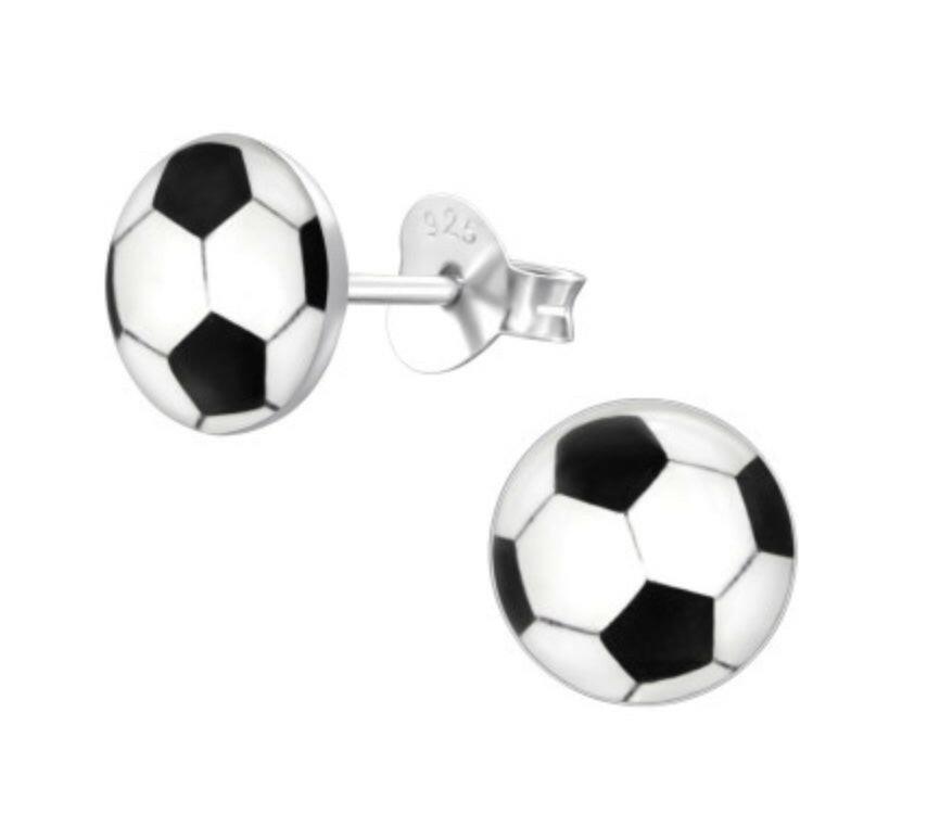Silver Stud Earrings – Football Sterling Silver Studs | Hypoallergenic Gift - Crumble and Core