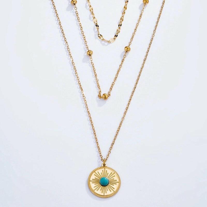 Gold Triple Layered Necklace - Crumble and Core