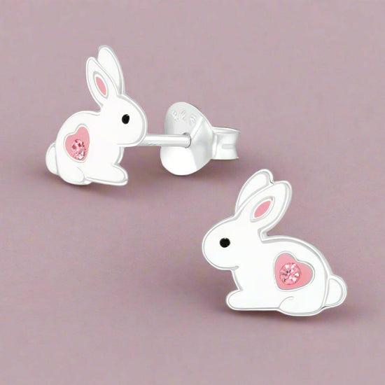 Silver Bunny Earrings – Hypoallergenic Sterling Silver Studs | Lightweight Gift - Crumble and Core