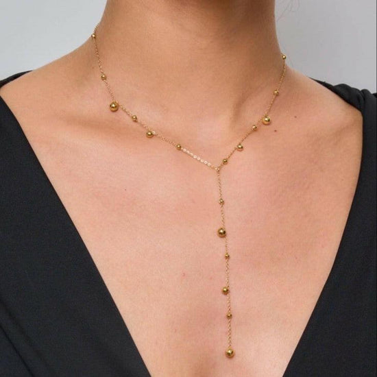 Gold Pendant Lariat Necklace - Crumble and Core