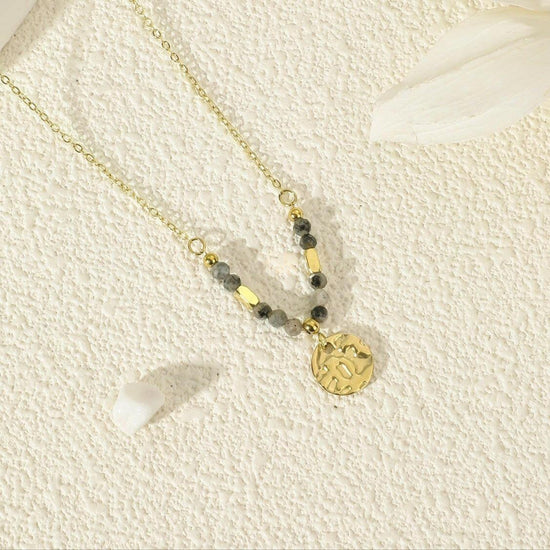 Gold Beaded Pendant Necklace and Soul Sister Card Gift Set - Crumble and Core