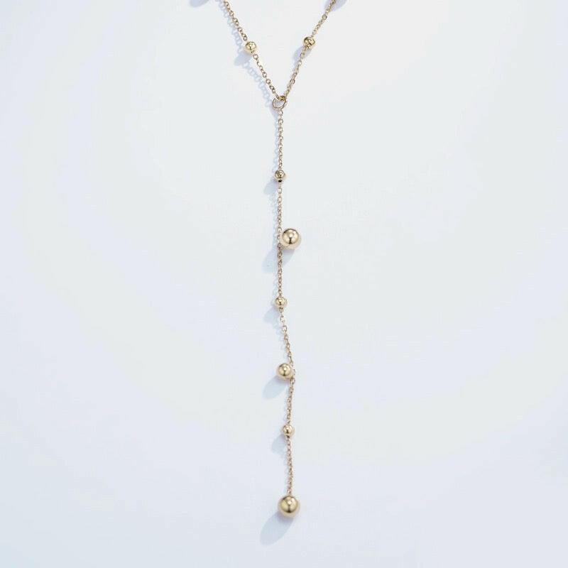 Gold Pendant Lariat Necklace - Crumble and Core