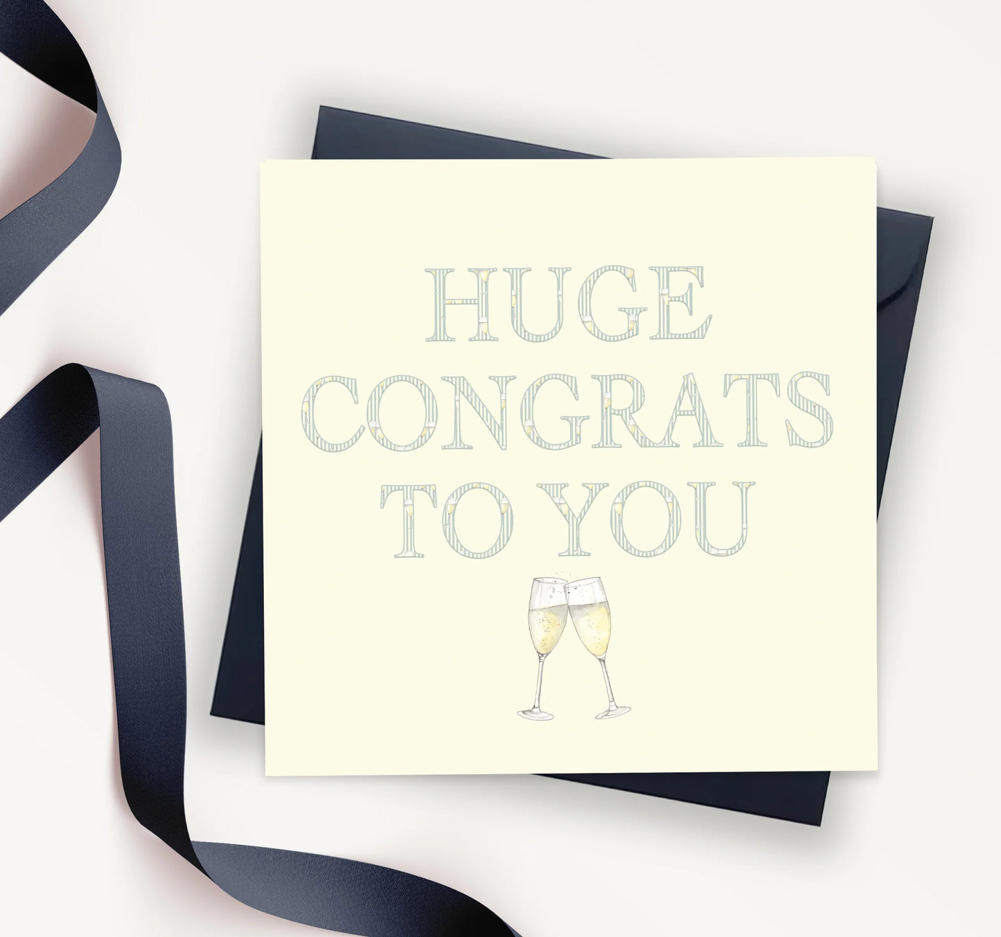 Congratulations Greeting Card – Luxury Handmade Watercolour Card With Navy Envelope