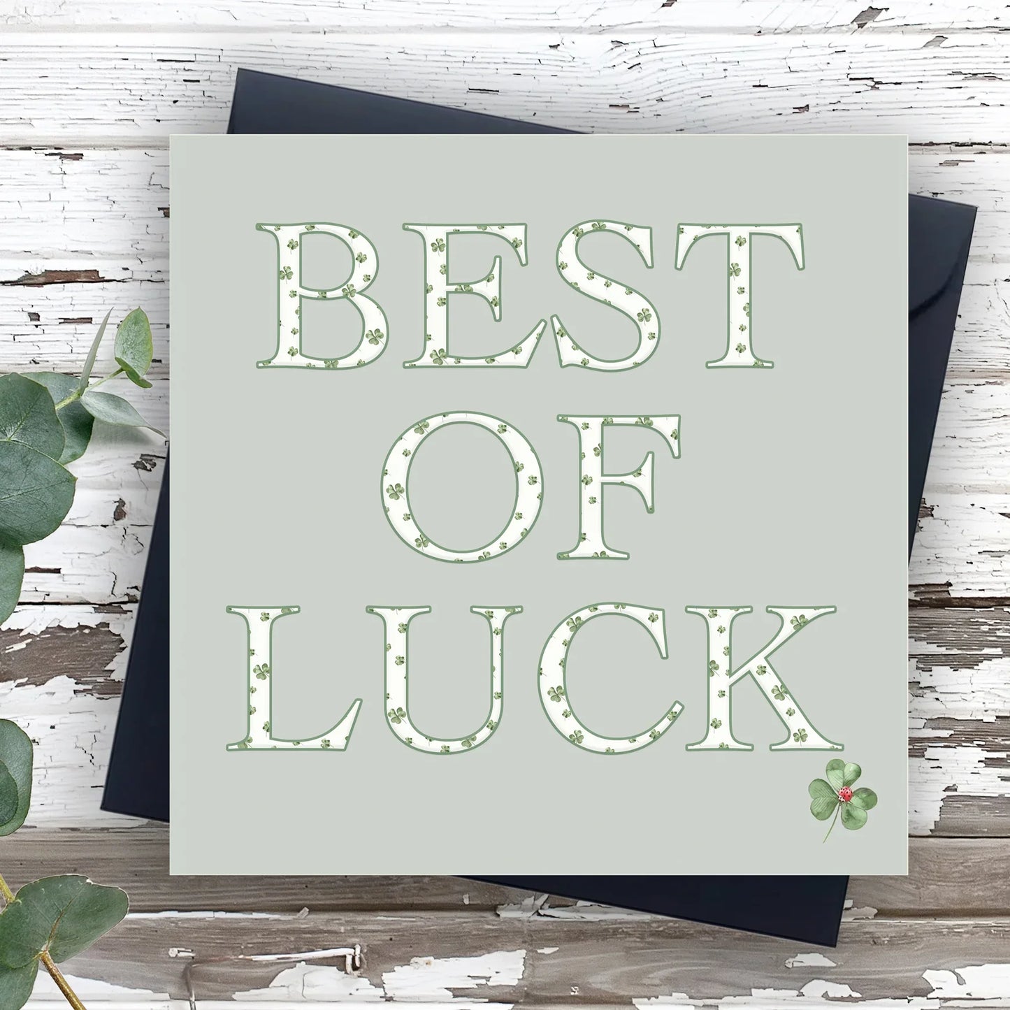 Good Luck Greeting Card – Luxury British Made Watercolour Card with Navy Envelope