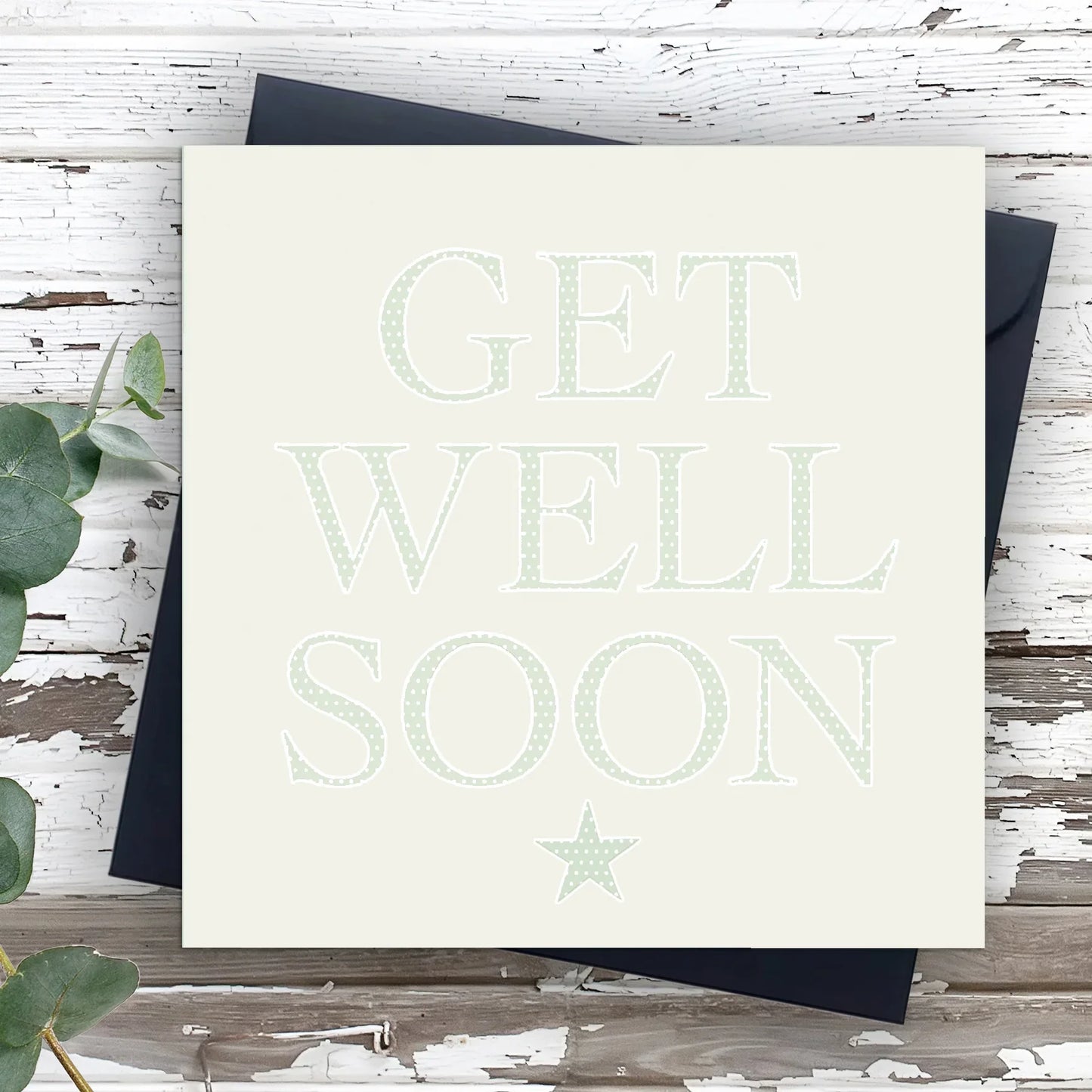 Get Well Greeting Card – Luxury Handmade Eco Friendly Card with Navy Envelope