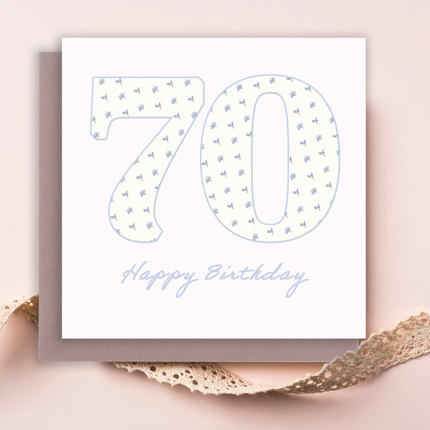 70th Birthday Card – Luxury Milestone Greeting With Dusky Pink Envelope