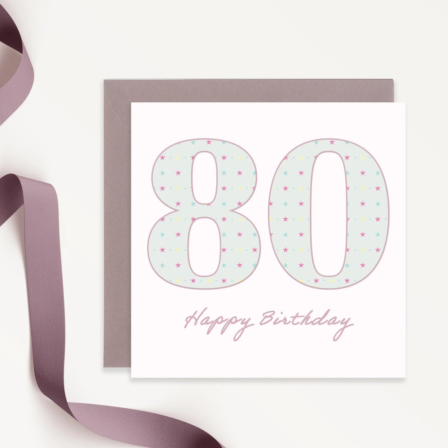 80th Birthday Card – Luxury Greeting With Dusky Pink Envelope | Eco Friendly Design
