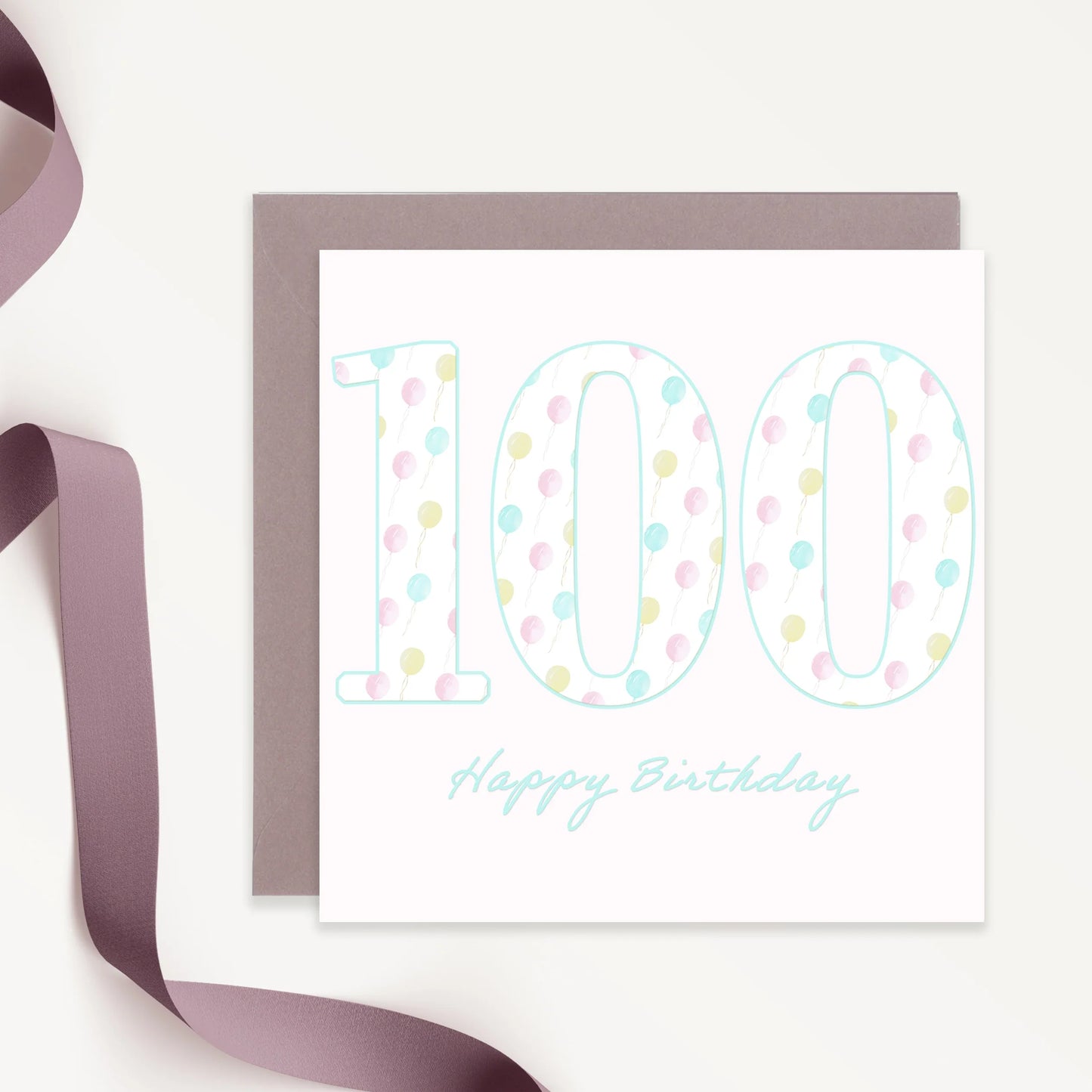 100th Birthday Card – Luxury Milestone Greeting With Dusky Pink Envelope
