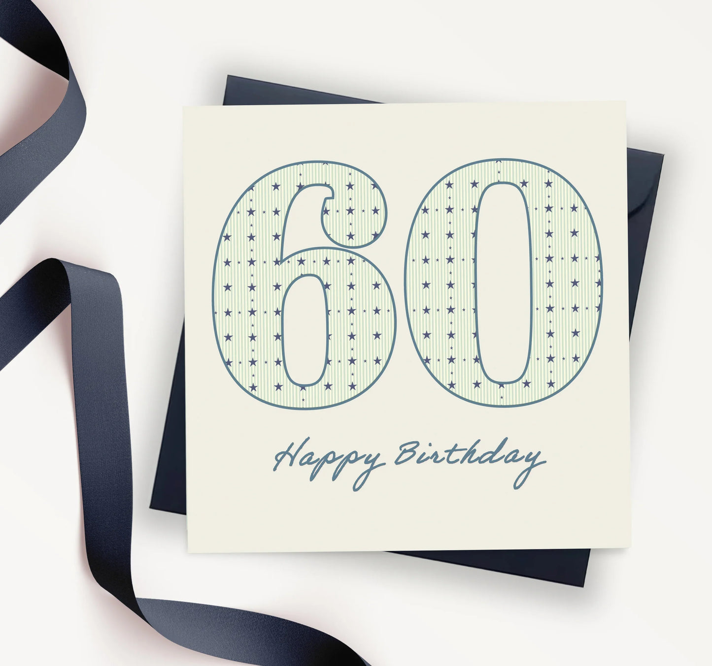 60th Birthday Card – Luxury Male 60th Card With Navy Envelope & High-Quality Paper