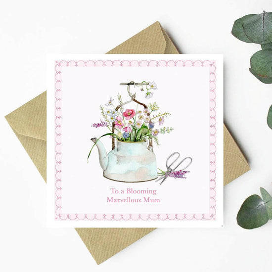 Charming Mum Flower Kettle Greeting Card - Perfect Thank You or Birthday Card - Crumble and Core