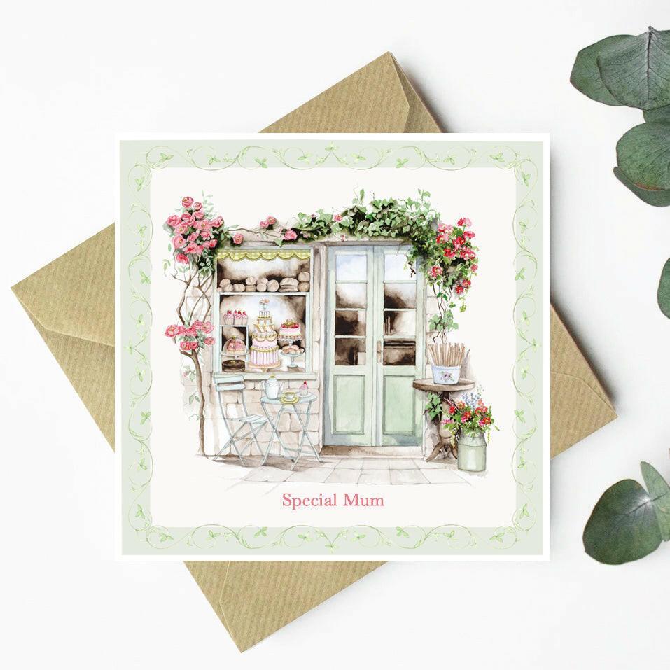Special Mum Floral Cafe Design Greeting Card - Perfect for Mother's Day or Any Mom Occasion - Crumble and Core