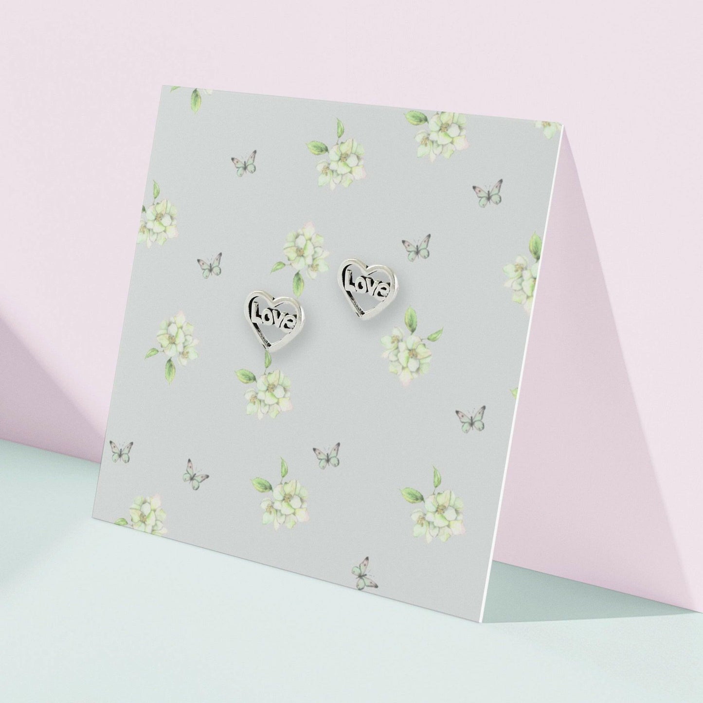 Silver Stud Earrings – Heart 925 Sterling Silver Hypoallergenic Lightweight Design - Crumble and Core