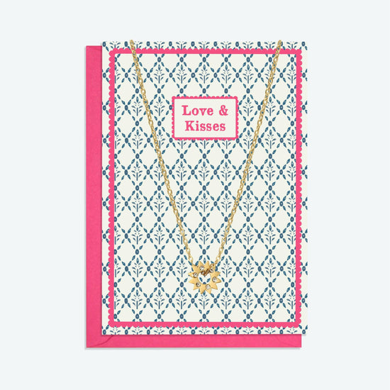 Gold Sun Pendant Necklace and Love and Kisses Card Gift Set - Crumble and Core