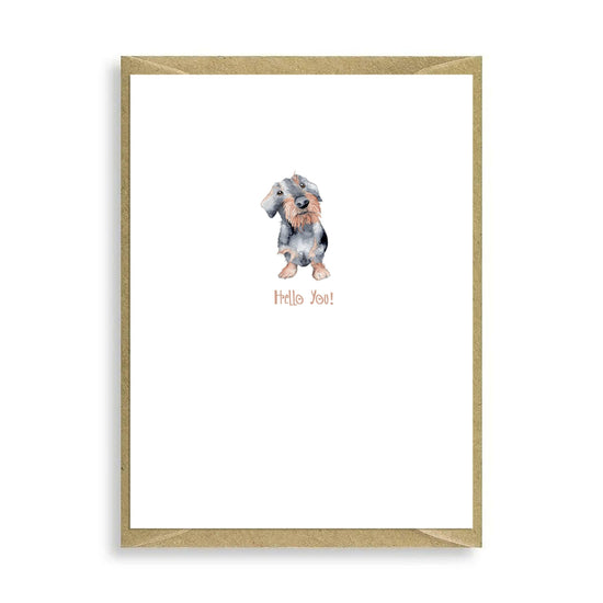 Hairy Dachshund Hello You Mini Card - Crumble and Core