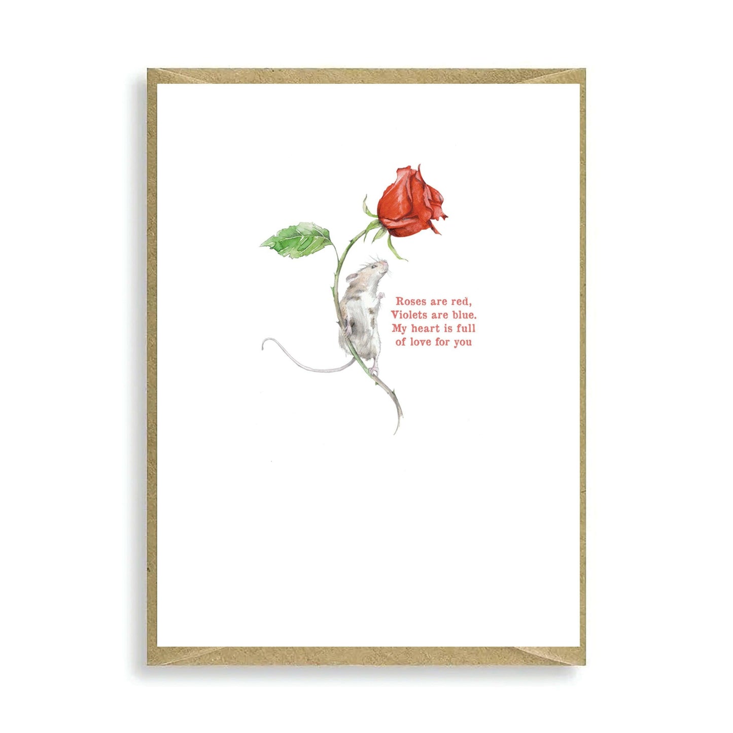 Beautiful Rose and Mouse Mini Card - Adorable Greeting Card for Loved Ones - Crumble and Core