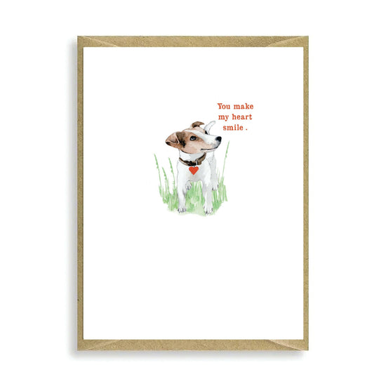You Make My Heart Smile Mini Card Cute Dog - Gorgeous Animal Greeting Card for Dog Lovers With Loving Words - Crumble and Core