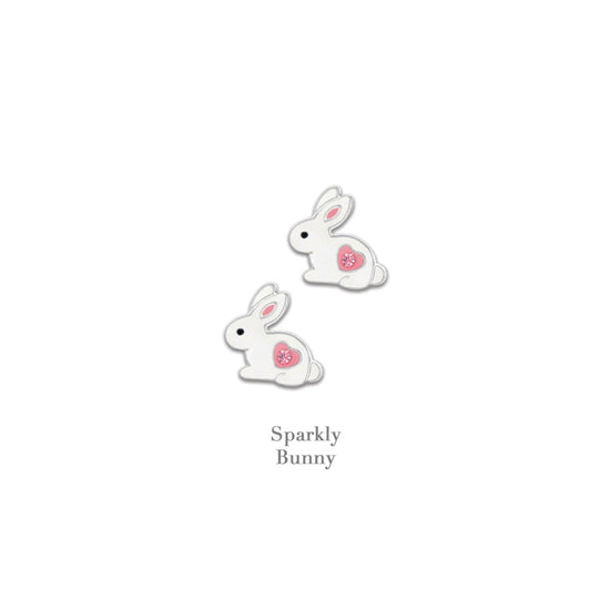 Sterling Silver White Bunny Earrings - Perfect Birthday Gift for Girls and Bunny Lovers - Crumble and Core