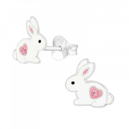 Sterling Silver White Bunny Earrings - Perfect Birthday Gift for Girls and Bunny Lovers - Crumble and Core