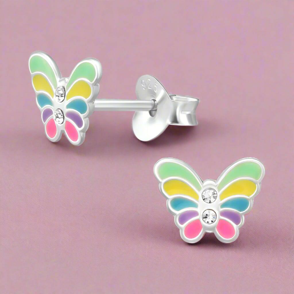 Silver Butterfly Earrings – Hypoallergenic Sterling Silver Studs | Lightweight & Comfortable - Crumble and Core