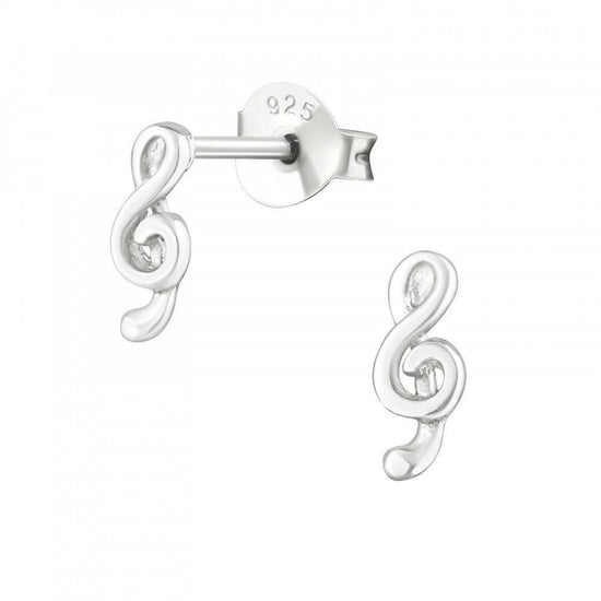 Silver Stud Earrings – Treble Clef Music Note Hypoallergenic Lightweight Studs - Crumble and Core