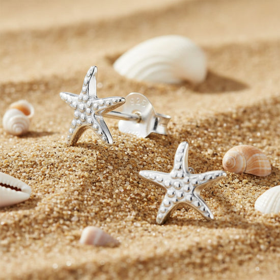 Starfish Silver Earrings – Hypoallergenic Sterling Silver Studs With Secure Backs - Crumble and Core