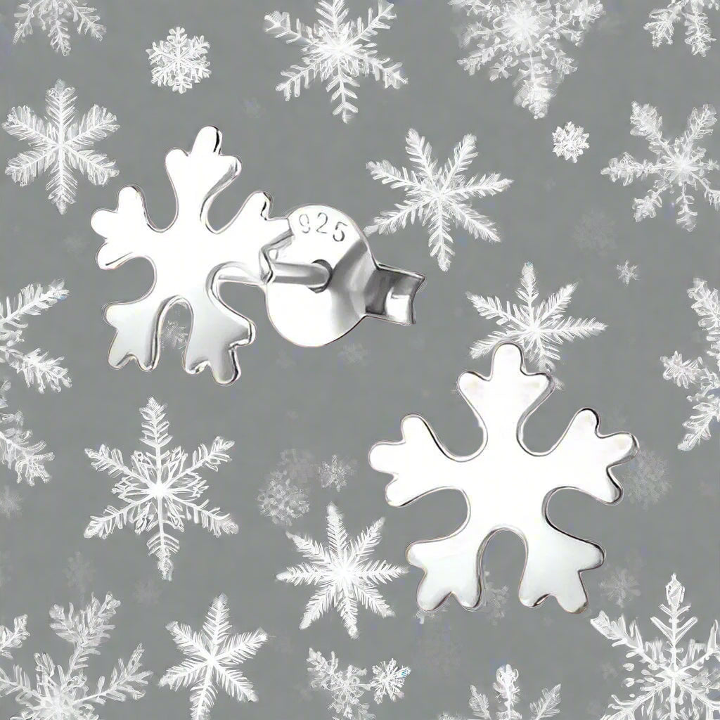 Silver Stud Earrings – Hypoallergenic Nickel Free Snowflake Design | Lightweight Comfort - Crumble and Core